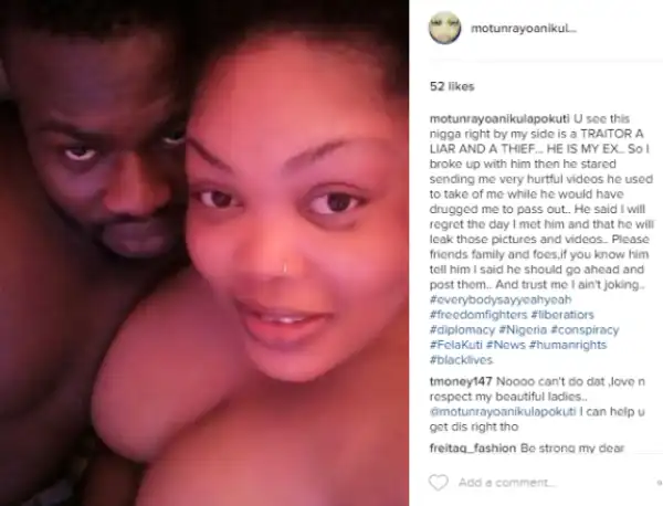 Fela Kuti’s daughter, Motunrayo dares her ex-boyfriend turned blackmailer to do his worst